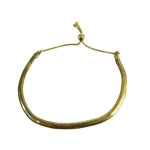 Milor Italy Sterling Silver 925 Herringbone Adjustable Gold Plated Bracelet